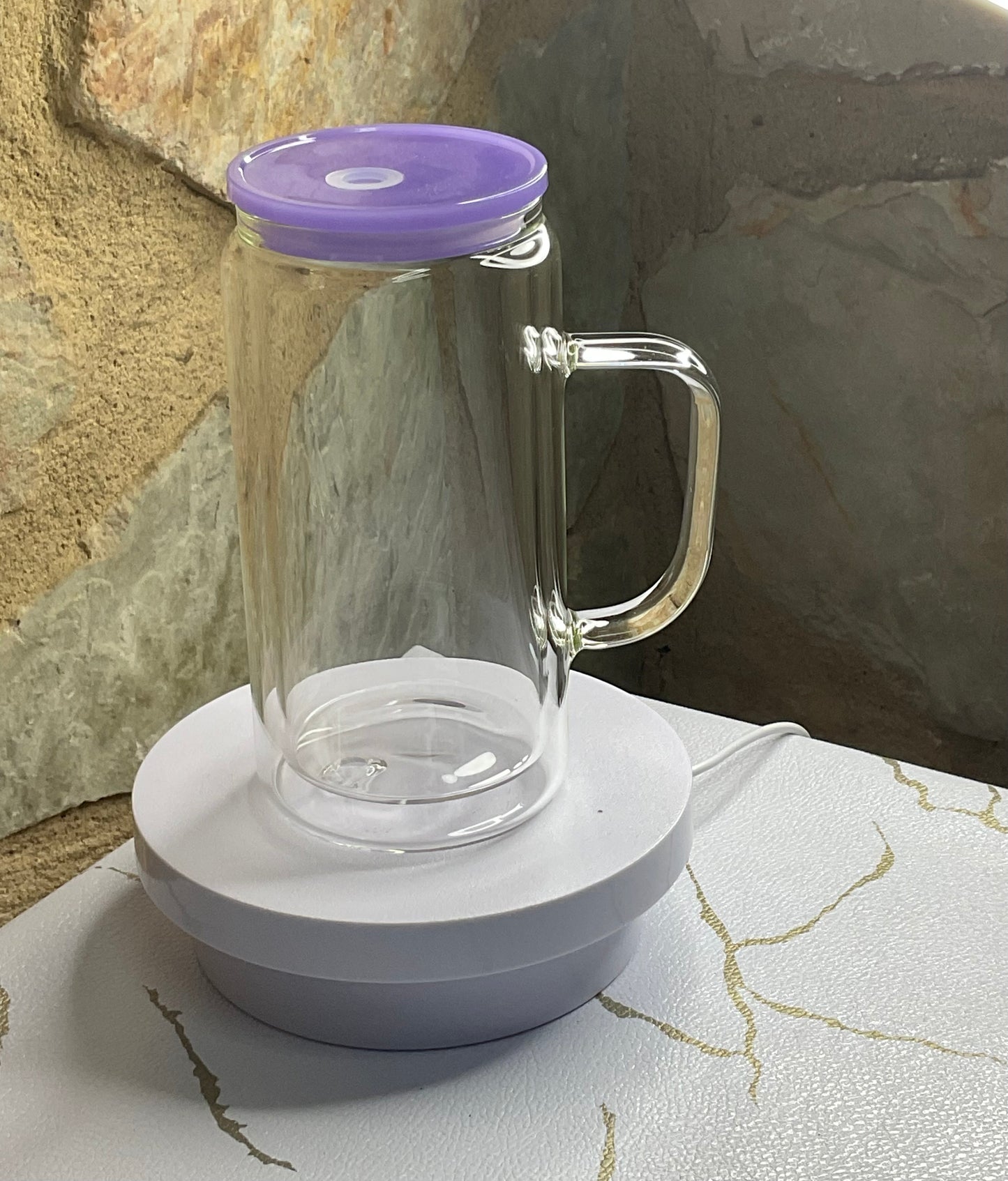 16oz Glass Snowglobe Tumbler With Handle